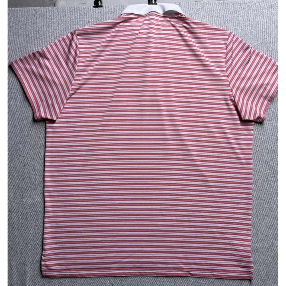 Bonobos Golf Men's XL Standard Fit Polo Shirt - Coral/White Striped Performance